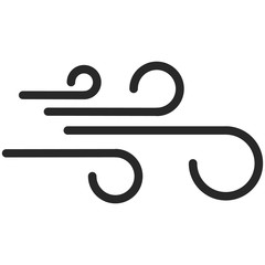 Simple Vector Icon of a wind in line art style. Pixel perfect. Basic weather cast element. 