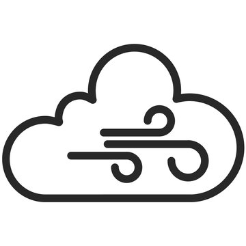 Simple Vector Icon of a wind at cloudy weather in line art style. Pixel perfect. Basic weather cast element. 