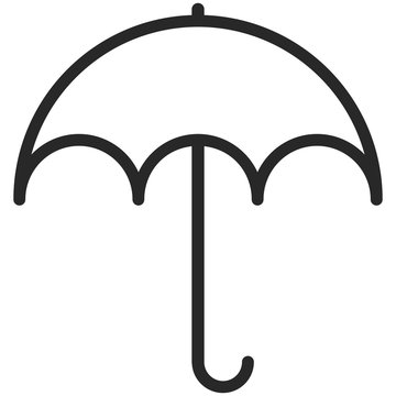 Simple Vector Icon of an umbrella in line art style. Pixel perfect. Basic weather cast element. 