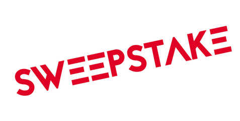 Sweepstake rubber stamp. Grunge design with dust scratches. Effects can be easily removed for a clean, crisp look. Color is easily changed.