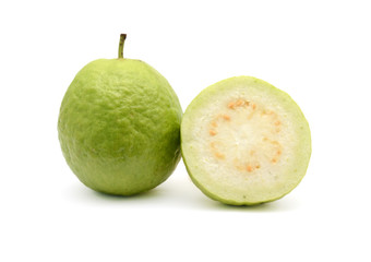 Fresh guava fruit cut out isolated on white background