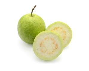 Fresh guava fruit cut out isolated on white background