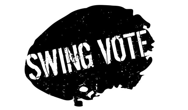 Swing Vote rubber stamp. Grunge design with dust scratches. Effects can be easily removed for a clean, crisp look. Color is easily changed.