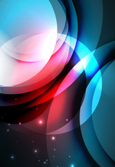 Digital illustration, glowing waves and circles