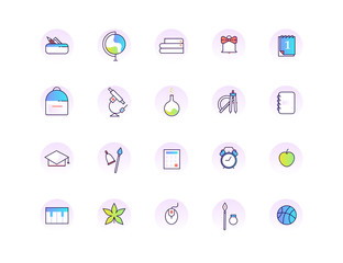 Back to school line icon set. Education vector collection.