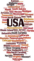 States in USA word cloud