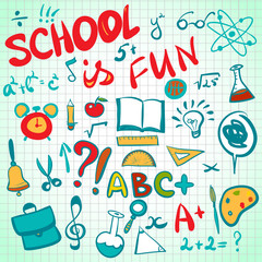Hand Drawn School Icons Set