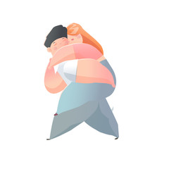 Two lovers. The guy and the girl whose relationships, feelings, love. isolated on white background.