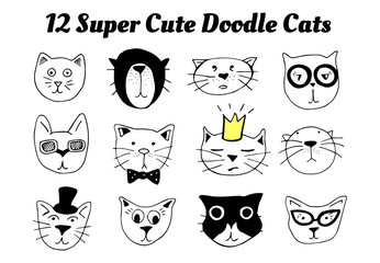 12 super cute doodle cats