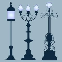 Collection street lamps Art Nouveau style