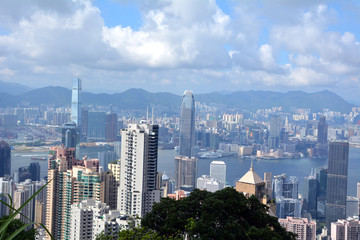 Naklejka premium Hongkong. Obraz panoramę Hongkongu ze szczytu Victora.
