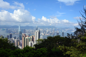 Skyscraper view from the Victoria Peak tower on Hong kong.