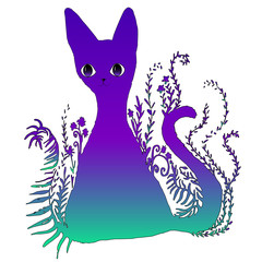 Design is a bright colorful surreal surreal cat.