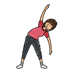 Woman practicing exercise character