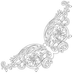 Vintage baroque ornament, corner. Retro pattern antique style acanthus. Decorative design element filigree calligraphy vector. - stock vector
