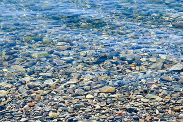 the stones in the water