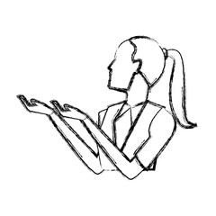 profile businesswoman gesturing professional person