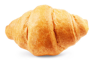 croissant sprinkled with powdered sugar isolated on a white background closeup