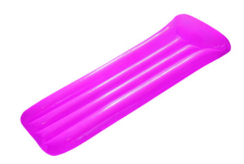Lilac inflatable floating pool raft mattress isolated on white.