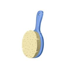 Cartoon vintage trendy icon of cleaning bristle brush. Housework vector simple gradient icon. Blue shiny plastic brush with simple gradient.