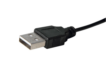 USB extension cable closeup isolated on white.