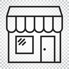 Store vector icon. Shop build illustration. Business concept simple flat pictogram on isolated background.