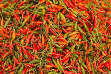 Naklejka premium Basket of Chili Peppers at an Asian Market