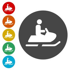 Snowmobiling Icons set - vector Illustration 