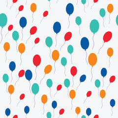 Seamless pattern with ballons, abstract birthday background, bright fabric print, greeting  background