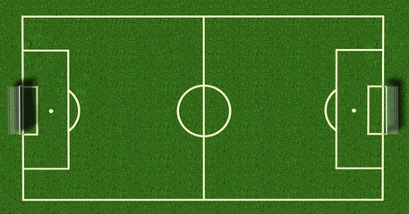 Football field / soccer field  on realistic green grass. top view. background 