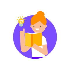 Teacher with a book vector icon