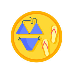 Bikini and flip flops vector icon