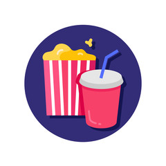 Soda and popcorn vector icon