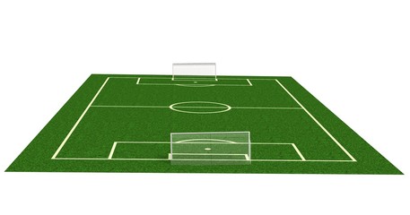 soccer field / football field top view with green natural grass - soccer background 3d render