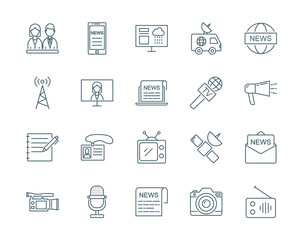 Media news vector icons set