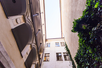 Building in europe view from well yard