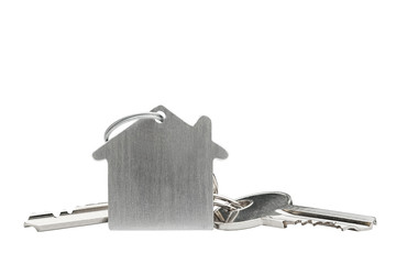 Estate concept, key ring and keys on isolated background