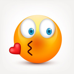 Smiley with blue eyes,emoticon set. Yellow face with emotions. Facial expression. 3d realistic emoji. Sad,happy,angry faces.Funny cartoon character.Mood.Vector illustration.