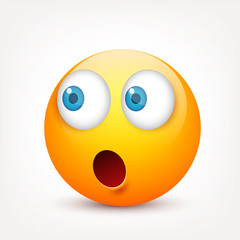 Smiley with blue eyes,emoticon set. Yellow face with emotions. Facial expression. 3d realistic emoji. Sad,happy,angry faces.Funny cartoon character.Mood.Vector illustration.