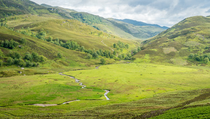 Panoramic view near Suidhe Viewpoint, along the B862 road in the Scottish Highlands.