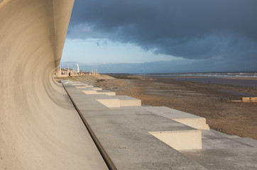 Cleveleys, North West England, 07/03/2014, Blackpool and cleveleys seafront flood defence wall...