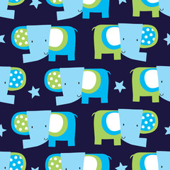 Obraz premium seamless cute elephant animal pattern vector illustration