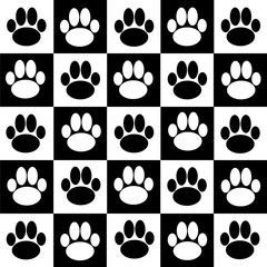 Fototapeta na wymiar Chessboard with dog paws