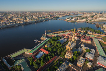 Obraz na płótnie Canvas Aerial view of Peter and Paul Fortress in Saint-Petersburg
