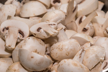 Raw chopped mushrooms