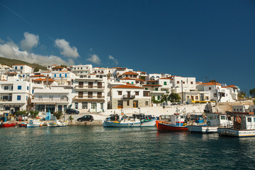 View of the Marina at Andros island, Aegean sea, Greece.