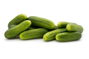 Eco cucumber on white background. Fresh vegetables.