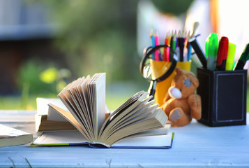 educaion back school book stack page outdoor