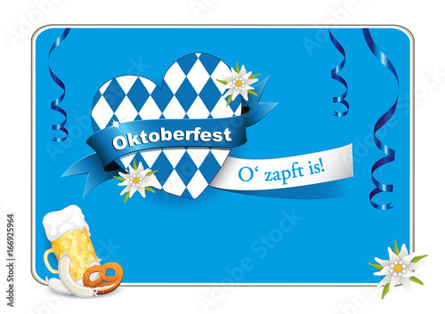 Oktoberfest Karte Mit Herz Bier Wurst Brezel Und Edelweiss Grusse Zum Oktoberfest Herz Aus Bayrische Fahne Vektor Illustration Isoliert Auf Weissem Hintergrund Stock Image And Royalty Free Vector Files On Fotolia Com