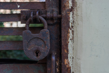 picturesque old padlock - close-up